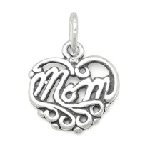Sterling Silver &quot;Mom&quot; Pendant Charm - £20.54 GBP