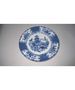 ANTIQUE CHINESE FLOW BLUE Bluidings People Bridges  9” PLATE - $34.65