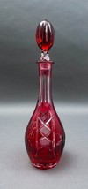 Natchtmann Bleikristall Crystal Germany Cranberry Cut To Clear Glass Decanter - £159.86 GBP