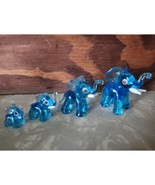 Vintage Blue Glass Elephant MINIATURE Family Of 4 MCM Adorable - $220.70 MXN
