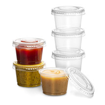 128 Ct Plastic Cups With Lids Disposable Condiment Portion Sauce Snack D... - £49.61 GBP