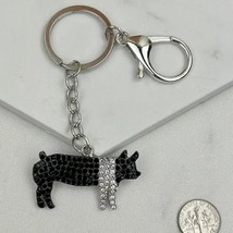 Bling Western Farm Black White Pig Keychain Bag Charm - $15.84
