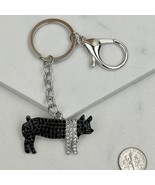 Bling Western Farm Black White Pig Keychain Bag Charm - $21.97 CAD