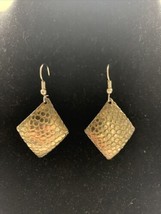 Vintage Unbranded Textured Square Dangle Earrings Fashion Jewelry Accessory KG - £9.52 GBP