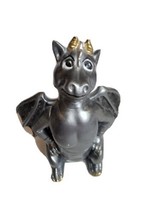 Dragon Figurine Figure 6&quot; Silver Mini Statue Ceramic Medieval Fantasy - £19.55 GBP