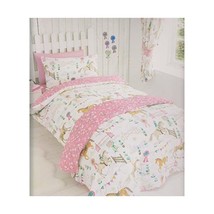 Kidz Club Horses Animals Girls Quilt Duvet Cover and 2 Pillowcase Beddin... - $52.00