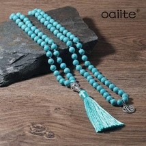 Tibetan Prayer / Meditation Bead Necklace (Mala) Turquoise Stone - £25.30 GBP