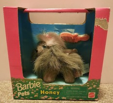 Mattel Barbie Honey the Sheep Dog Mini Plush Pet Accessory Gray White w Bow - £19.75 GBP