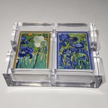 Set Of 2 Decks Playing Cards Van Gogh Iris Divided Plexiglass Tray Seale... - $19.95