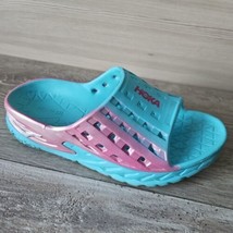 Hoka Ora Recovery Slide Women Shoes Size 7 Blue Pink Rubber Slip On Slide Sandal - $47.41