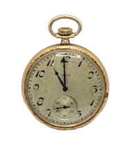 Antique 20&#39;s Elgin National Watch Co Gold Filled 7J Pocket Watch 12 Size - £97.31 GBP