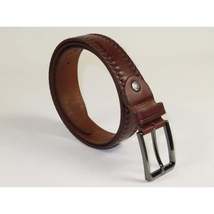 Men's Belt By PICCODER Turkey Genuine Leather Stitched 5021 Brown image 2