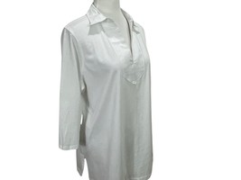 Lauren Ralph Lauren White Cotton Popover Tunic Women 1X Minimalist Office - $17.15