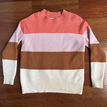Old Navy Sweater Colorblock Striped Crew Neck Long Sleeve Women’s XS Coral Pink - £10.89 GBP