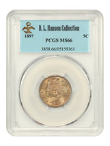 1897 5c PCGS MS66 ex: D.L. Hansen - £1,702.50 GBP