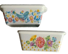 Two (2) Pioneer Woman ~ Vintage Inspired ~ Floral Design ~ Ceramic Loaf Pans - £17.58 GBP