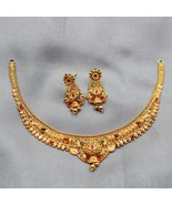 22kt Indian Wedding Pure Gold Necklace Earrings set Jewelry, 22k Yellow ... - £2,313.45 GBP