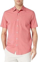 Amazon Essentials Men&#39;s Pink with Dots Regular-Fit Short-Sleeve Poplin Shirt - M - £12.94 GBP