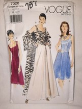90&#39;s Vogue Pattern 7028 Misses&#39; Shaped Lined Dress &amp; Stole 2 Lengths Sz 14-16-18 - £15.65 GBP