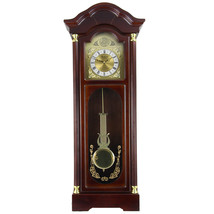 Bedford Clock Collection 33 Inch Chiming Pendulum Wall Clock in Antique Cherry  - £128.63 GBP