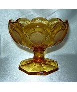 FOSTORIA Amber Frosted Liberty Torch/Eagle COIN DOT Glass Compote Bowl Dish - £11.67 GBP