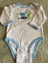 Just One Year Boys White Blue Frog Long Sleeve One Piece 9 Months - £2.30 GBP