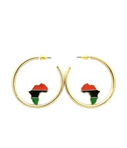 New Women's Africa Map 1.75" Pierced Fashion Hoop Earrings XE1210 - £7.58 GBP