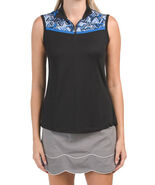 NWT Ladies FRINGE Bermuda Sands Black Royal Blue Sleeveless Golf Shirt - M - €25,75 EUR