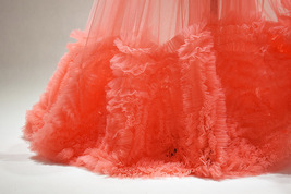 Peach Pink Fluffy Tulle Maxi Skirt Bridal Custom Plus Size Maxi Gowns Skirt image 6