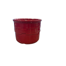 Longaberger Pottery Woven Traditions Crock 1 Pint - 3 1/2 X 4 1/2 Inch Burgundy - £13.52 GBP