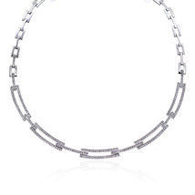 2.75 Carat Diamond Rectangular Link Chain 14K White Gold Necklace - £2,738.05 GBP