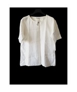 $290 NWT Caroline Rose White 100% Linen Blouse Shirt Top Cold Shoulder M... - $79.95