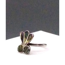 Vintage Mexico Sterling Silver and Abalone Adjustable Ring, Stylized Abs... - £40.21 GBP