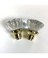 Vintage Set of 2 Solid Glass &amp; Brass Door Knobs Architectural Salvage * ... - $25.00