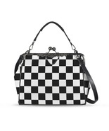 Checkered Black and White Kisslock Crossbody Shoulder Bag - $40.00