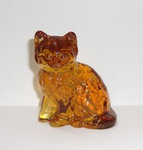 Mosser Glass Amber Persian Cat Kitten Figurine Paperweight Made In USA - £16.92 GBP