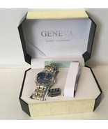 Geneva Classic Collection Watch Silver Gold Tone Band - $38.47 CAD