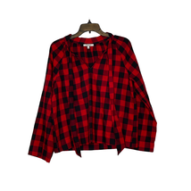 Madewell Womens Top Size Small Red Black Buffalo Plaid 100% Cotton Pullover - £17.04 GBP
