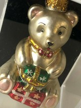 Teddy Bear Glass Christmas Tree Holiday Ornament By Workbench 3.5&quot; - £10.94 GBP