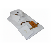 Mens ENZO Egyptian Soft Cotton Dress Shirt Barrel Cuff Wrinkle Free 61101 White image 8