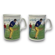 Dutchess Fine Bone China Golf Mugs Set of 2 teeing off &amp; chipping Made/England - £29.26 GBP