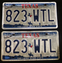 Retired License Plate Texas 823-WTL Pair 2000-2009 Shuttle Cowboy Oil Derricks - £15.75 GBP