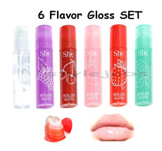 S.he 6 PCS Roll On Fruity Gloss Lip Gloss Lip Shiner Moisturizer Oil Clear SET - £6.40 GBP