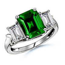 7.25CT Women&#39;s Gorgeous Three Stone Emerald/Sapphire Engagement Rings Size 7 - £293.81 GBP