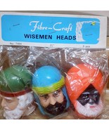 Vintage 3 Wisemen Rubber Heads NOS Doll Making Craft Christmas Holiday D... - €10,01 EUR