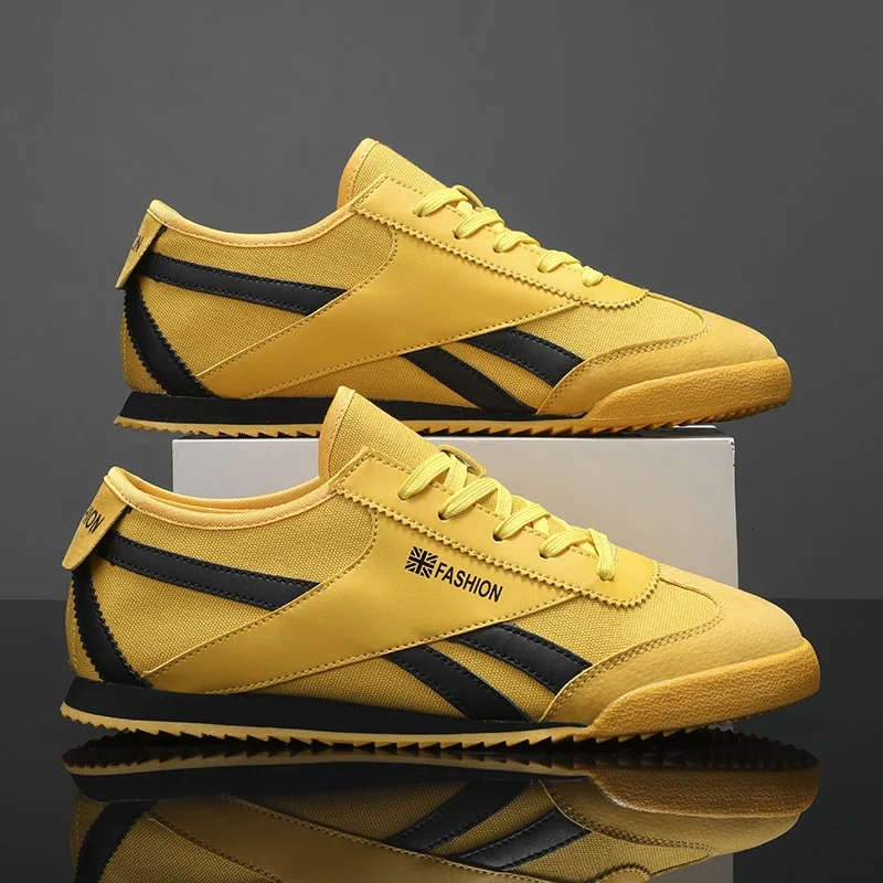 New Retro Yellow Men Shoes Designer Men&#39;s Sports Shoes Breathable Luxury Canvas  - £31.22 GBP
