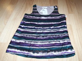 Size XS Sugar Lips Striped Sequined Tank Top Blouse Purple Green Tan New... - $24.00