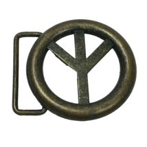70&#39;s Vintage Peace Sign Symbol Brass Belt Buckle Hippy - £18.77 GBP