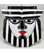 Laurel Burch Tribal Mask Wall Hanging Wood Face 11.75&quot; X 11&quot; -Black &amp; Wh... - $46.75