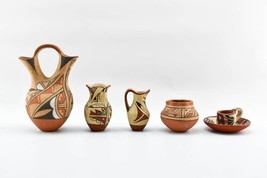 Six Southwest Pueblo-Style Pottery Including cup saucer made in Jemez Pueblo NM - £219.54 GBP